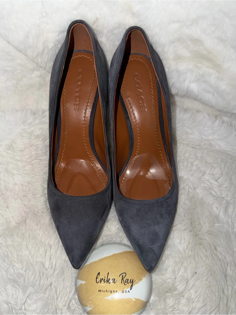 COACH Gray Waverly Suede Pumps